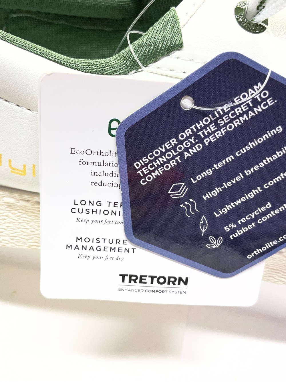 Tretorn White Low-Top Sneakers with Green Stripe Accent - Picture 6 of 9